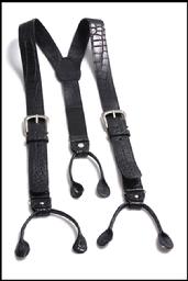 ALLIGATOR SUSPENDERS BLACK CUSTOM MADE BESPOKE ALLIGATOR LEATHER SKIN SUSPENDERS ALLIGATOR SUSPENDERS