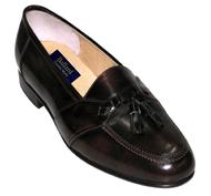 MENS BROWN SHINNY LEATHER ROUND TOE LEATHER SHOES  TASSLE ON