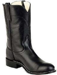 CUSTOM HANDMADE BLACK LEATHER ROPER  BOOTS COWBOY/COWGRIL
