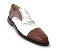 Handmade light brown and white leather spectator mens large wide shoes